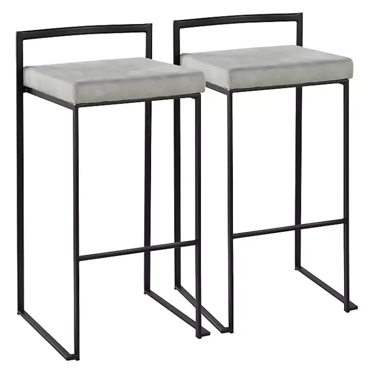 Kirklands Home Fiji Stackable Bar Stools, Set of 2 Gray Best