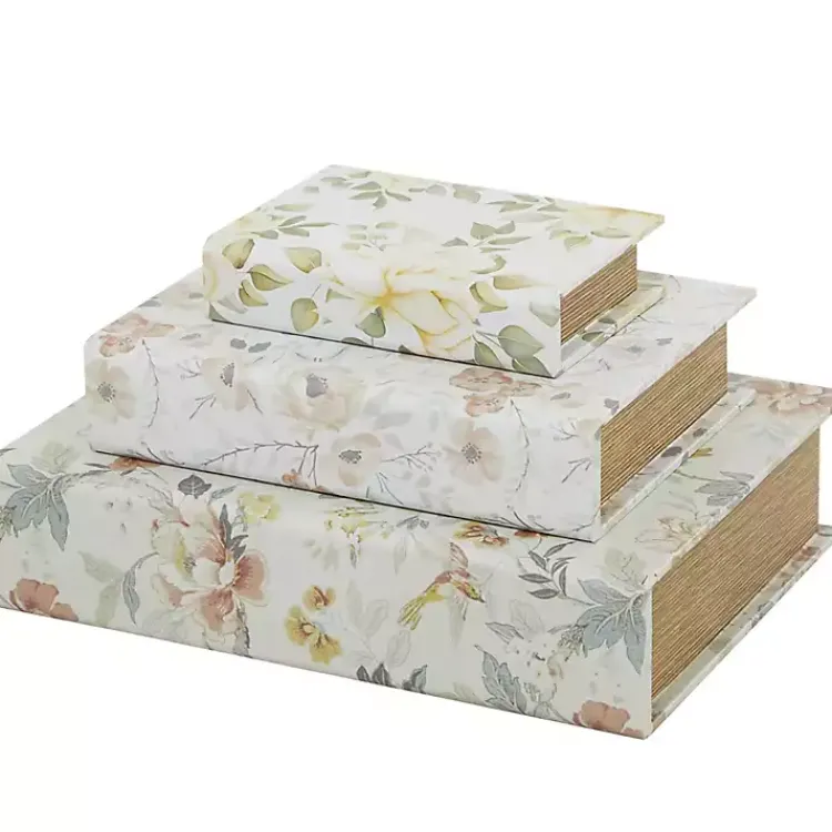 Baskets & Boxes>Kirklands Home Floral Canvas Book Boxes, Set of 3 Multi