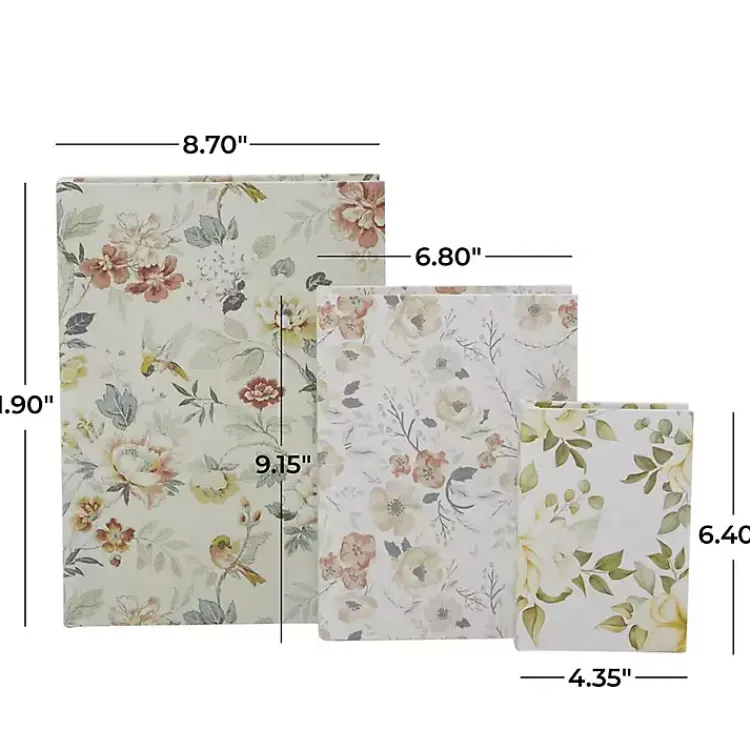 Baskets & Boxes>Kirklands Home Floral Canvas Book Boxes, Set of 3 Multi