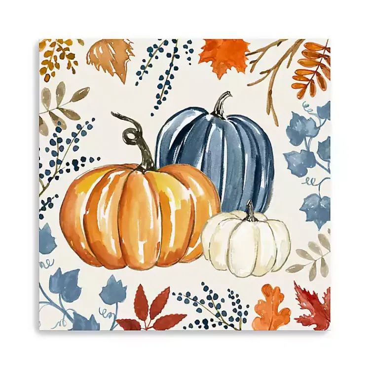 Fall>Kirklands Home Floral Edge Pumpkins Canvas Wall Art