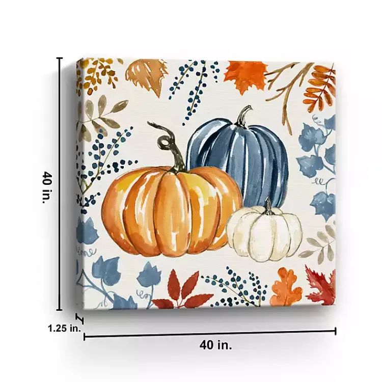 Fall>Kirklands Home Floral Edge Pumpkins Canvas Wall Art