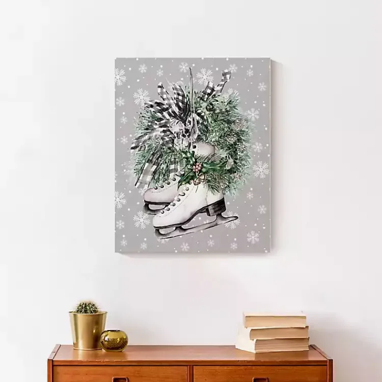 Christmas Art & Wall Decor>Kirklands Home Floral Ice Skates Canvas Art Print