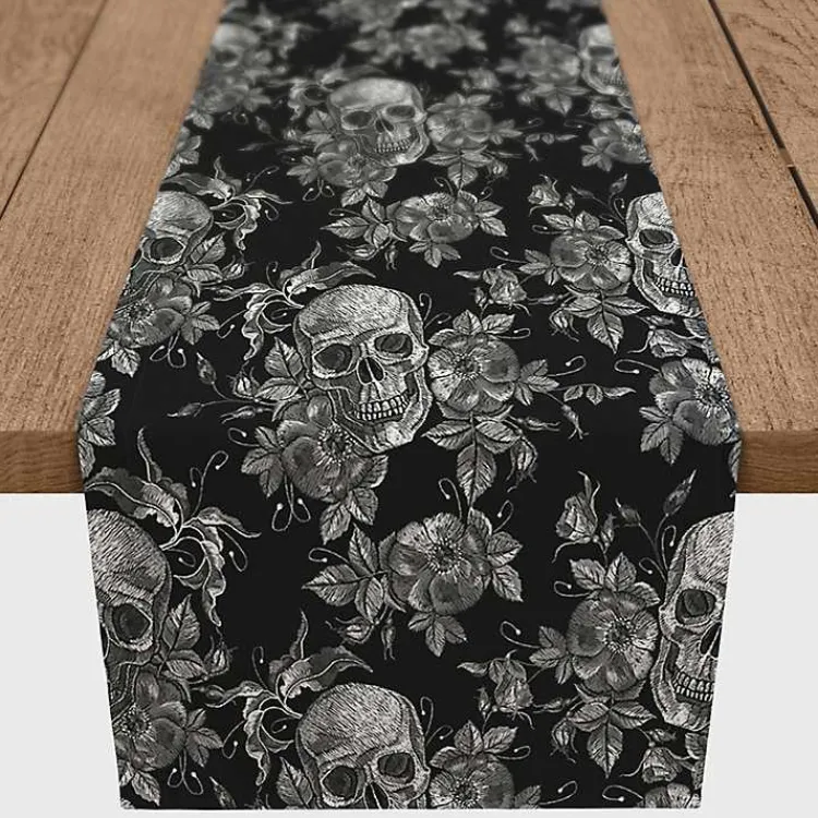 Kirklands Home Floral Skulls Halloween Table Runner Discount
