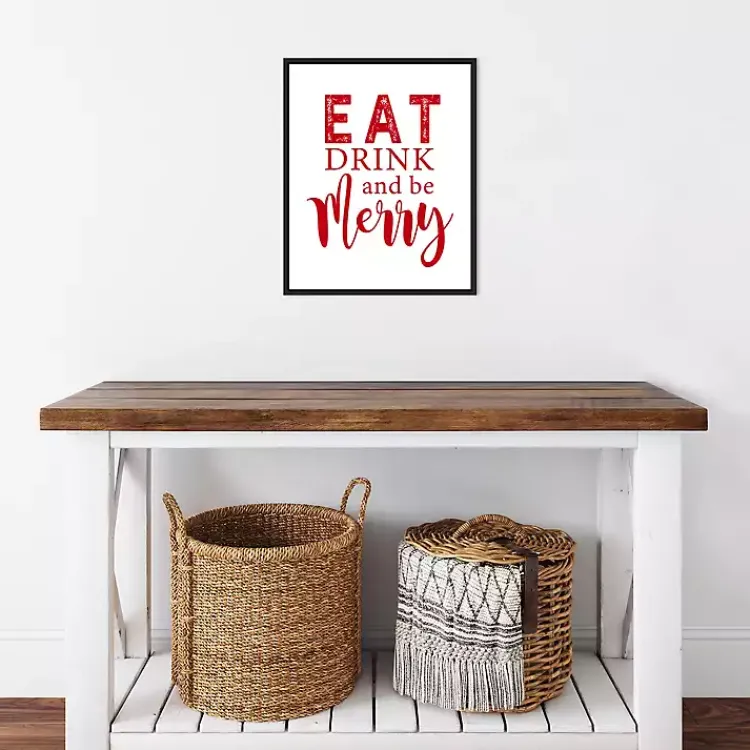 Christmas Art & Wall Decor>Kirklands Home Framed Eat Drink Merry Christmas Canvas Art Print