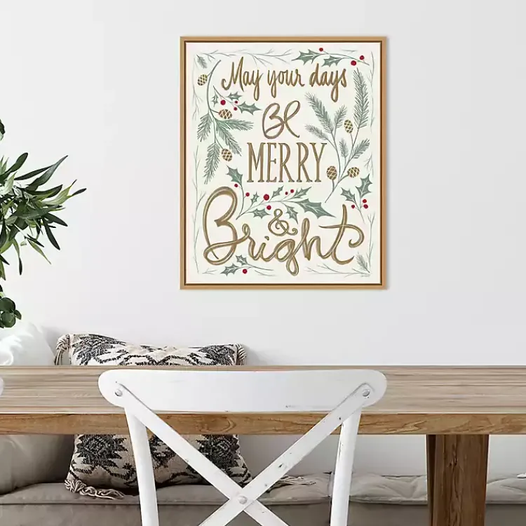 Christmas Art & Wall Decor>Kirklands Home Framed Merry and Bright Christmas Canvas Art Print