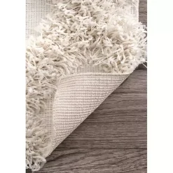 Kirklands Home Francis Diamond Shaggy Area Rug, 4x6 White Discount