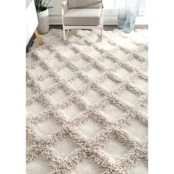 Kirklands Home Francis Shaggy Diamond Trellis Area Rug, 7x9