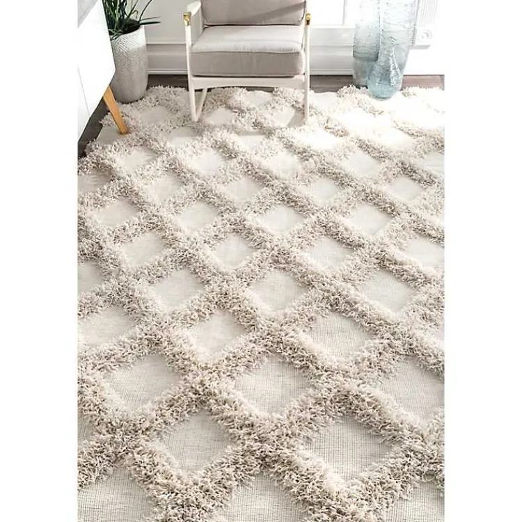 Kirklands Home Francis Shaggy Diamond Trellis Area Rug, 7x9