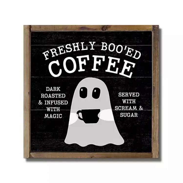 Halloween>Kirklands Home Freshly Boo'ed Coffee Framed Halloween Wall Plaque