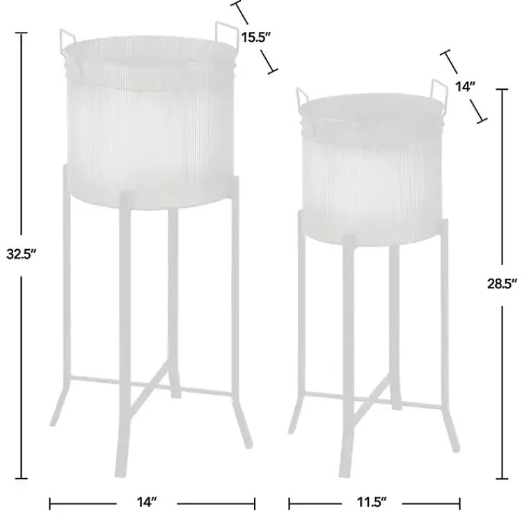 Kirklands Home Galvanized Planters with Stands, Set of 2 Black Clearance