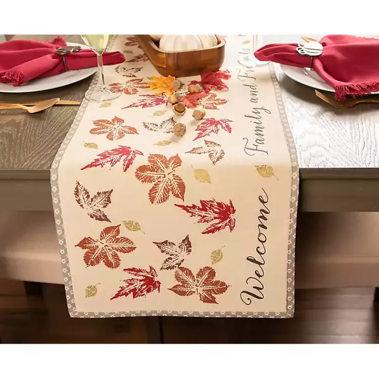 Fall>Kirklands Home Gather Together Fall Leaves Table Runner, 108 in.