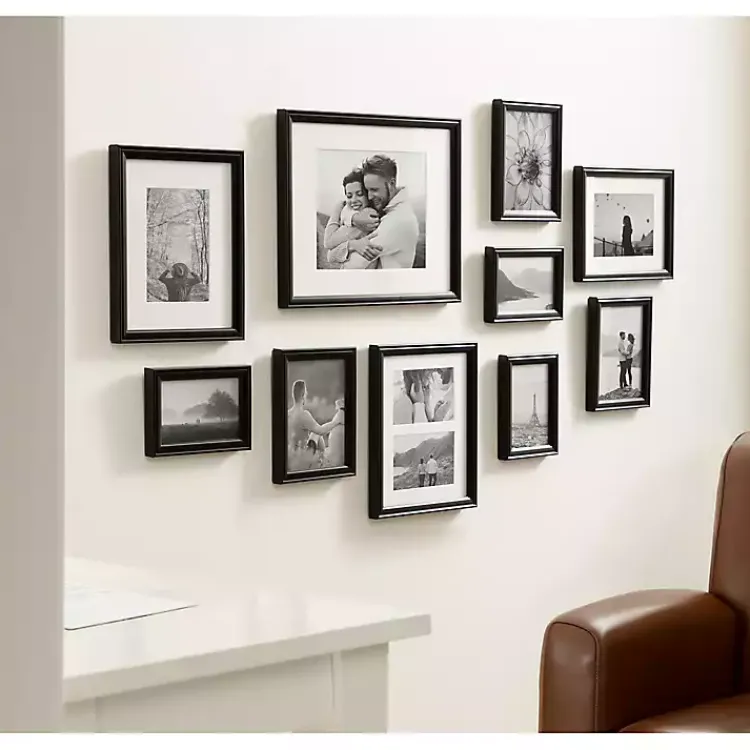 Kirklands Home Glam Black 10-pc. Gallery Wall Frame Set New