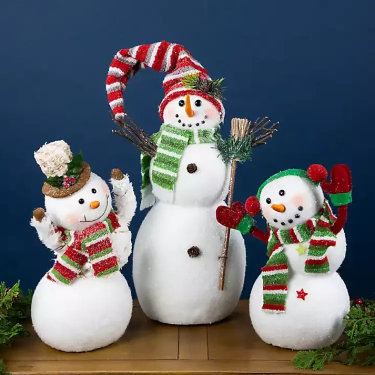 Christmas Decorations>Kirklands Home Glittered Snowman with Broom Figurine White