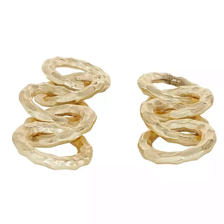 Statues & Figurines>Kirklands Home Aluminum Chain Link Sculptures, Set of 2 Gold