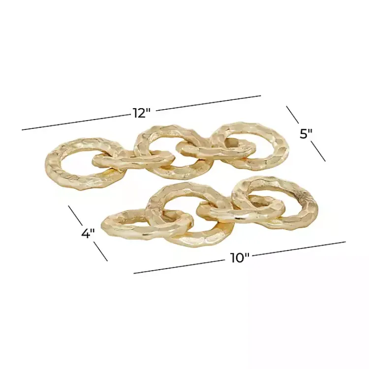 Statues & Figurines>Kirklands Home Aluminum Chain Link Sculptures, Set of 2 Gold
