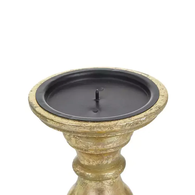 Candle Holders>Kirklands Home Carved Mango Wood Candle Holders, Set of 3 Gold
