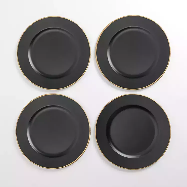 Kirklands Home Gold Edge Chargers, Set of 4 Black Discount