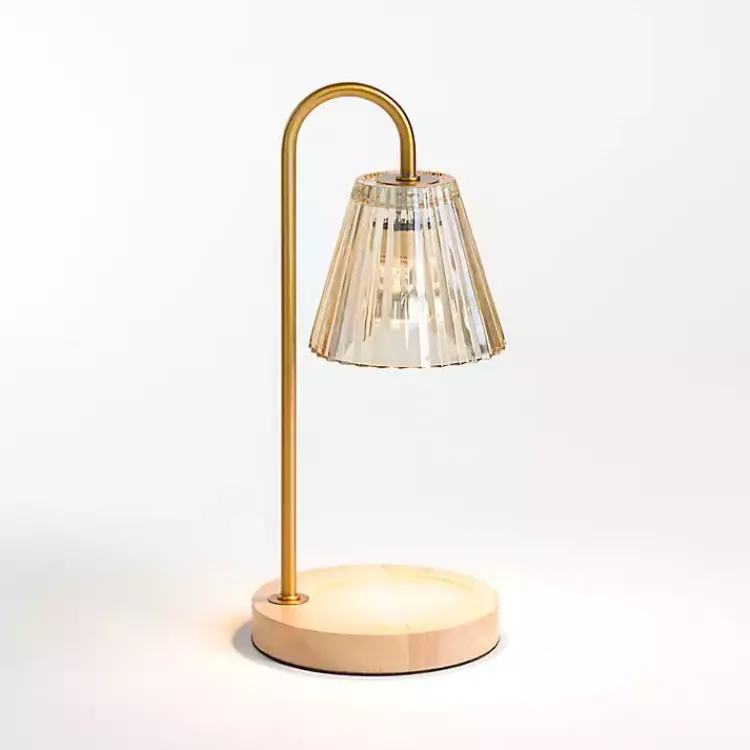 Candle Holders>Kirklands Home Glass Shade Candle Warmer Lamp Gold