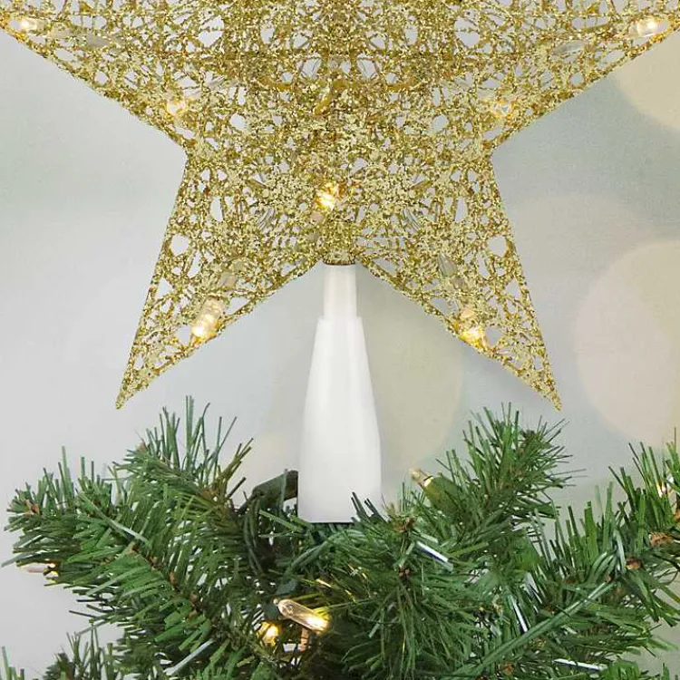 Christmas Tree Decorations>Kirklands Home Glitter LED Star Tree Topper Gold