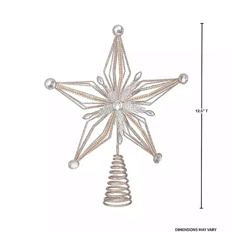 Christmas Tree Decorations>Kirklands Home Glittery Bejewelled Star Tree Topper Gold