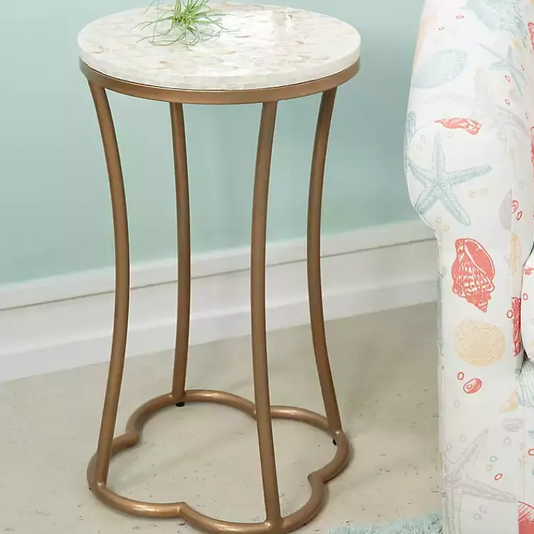 Kirklands Home Gold Metal and Capiz Shell Top Accent Table Online