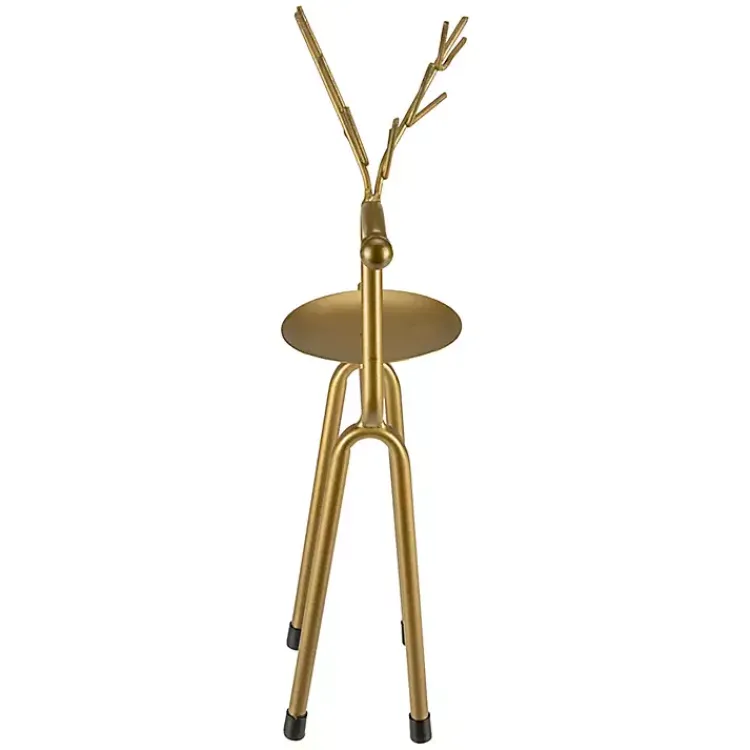Christmas Decorations>Kirklands Home Reindeer Pillar Candle Holder, 13 in. Gold