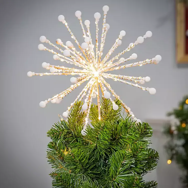Christmas Tree Decorations>Kirklands Home Gold Starburst Snowflake LED Tree Topper