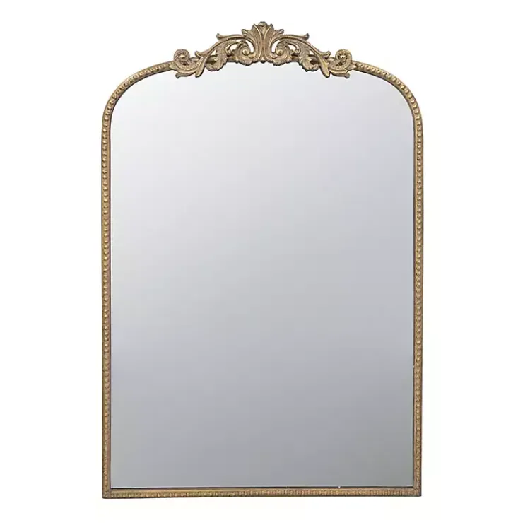 Kirklands Home Gold Studded Scroll Arched Mirror, 36 in.