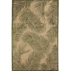 Kirklands Home Golden Green Palm Leaves Outdoor Area Rug, 4x7 New