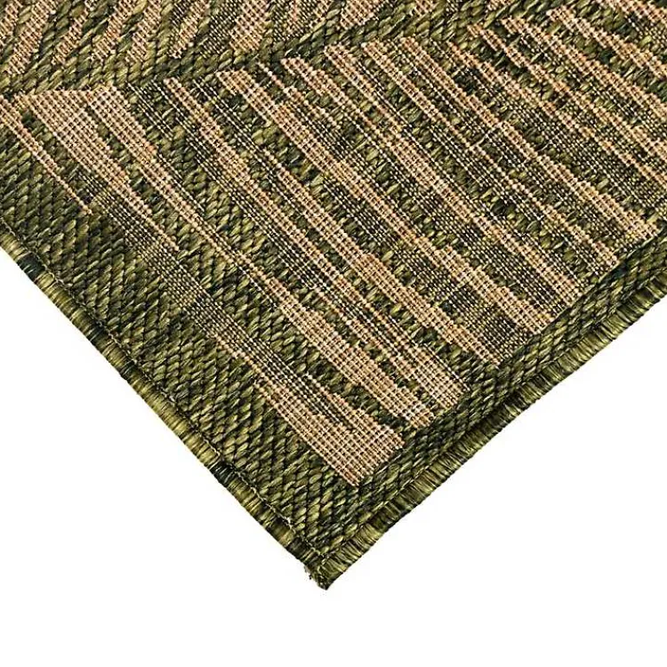 Kirklands Home Golden Green Palm Leaves Outdoor Area Rug, 4x7 New