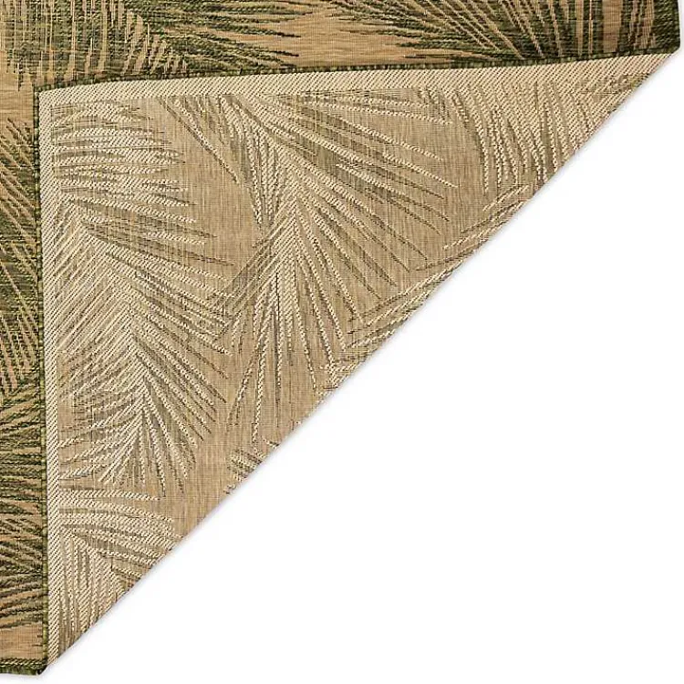 Kirklands Home Golden Green Palm Leaves Outdoor Area Rug, 4x7 New