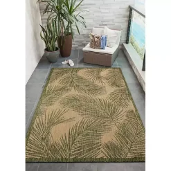 Kirklands Home Golden Green Palm Leaves Outdoor Area Rug, 7x9 Outlet