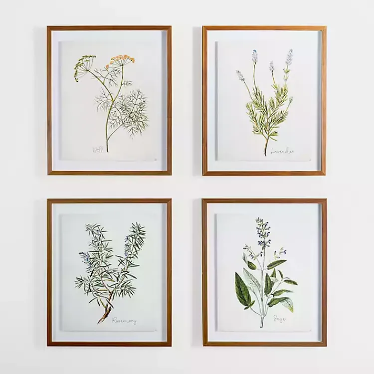 Kirklands Home Golden Leaves Herbs Lavender Framed Art Print New