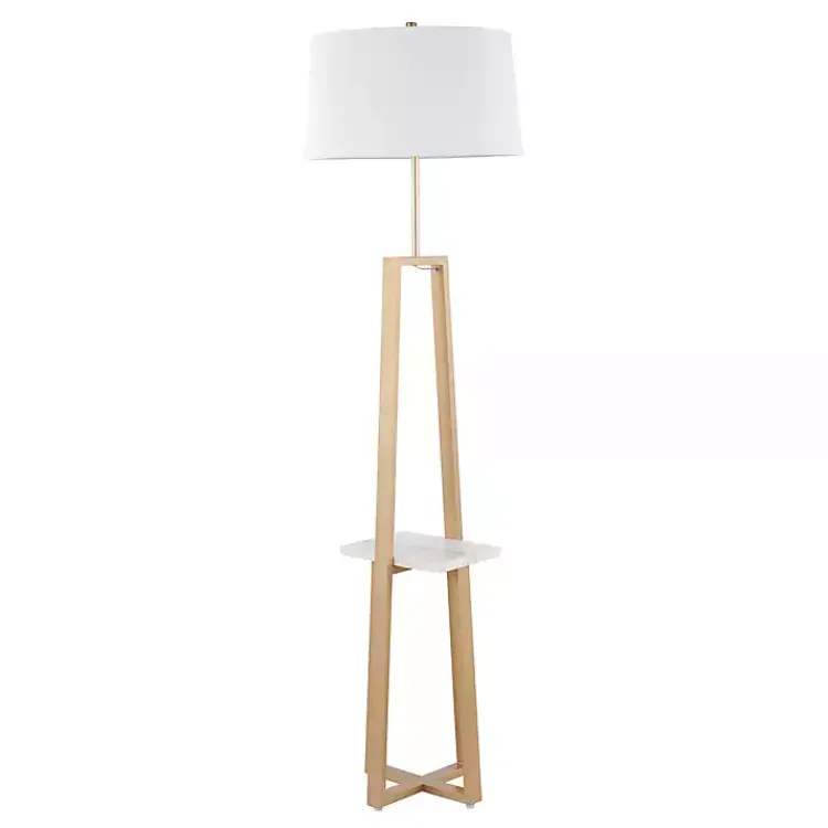 Kirklands Home Golden Triangle Marble Shelf Floor Lamp White Best