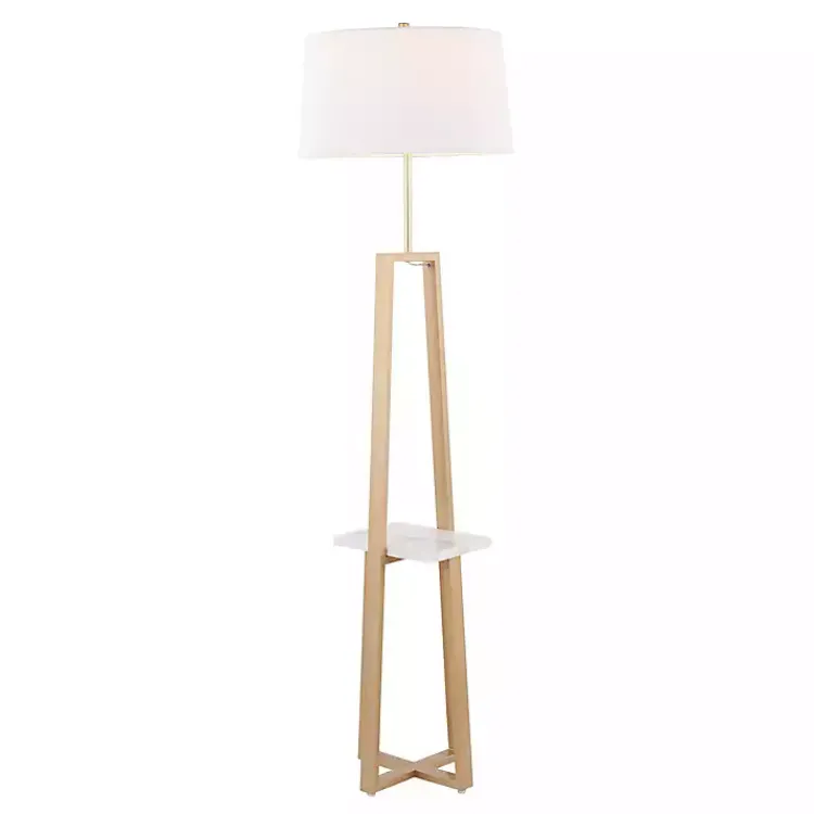 Kirklands Home Golden Triangle Marble Shelf Floor Lamp White Best