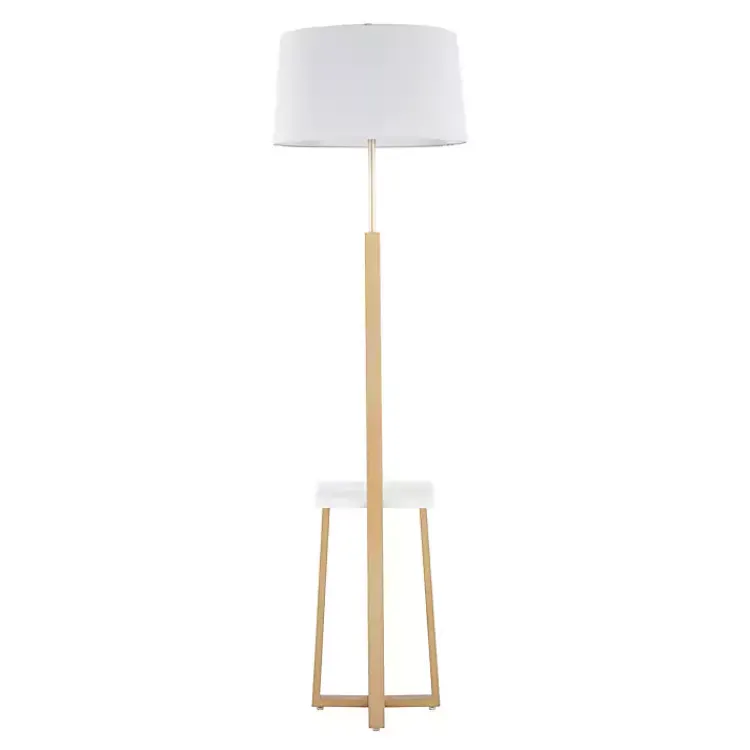 Kirklands Home Golden Triangle Marble Shelf Floor Lamp White Best