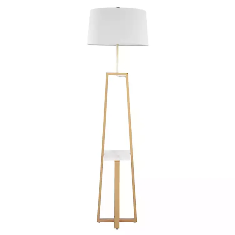 Kirklands Home Golden Triangle Marble Shelf Floor Lamp White Best
