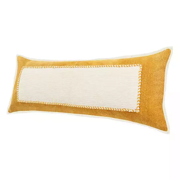 Pillows>Kirklands Home Golden Yellow Riviera Braided Frame Lumbar Pillow