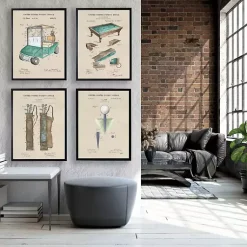 Kirklands Home Golf Cart Patent Framed Art Print Tan Hot