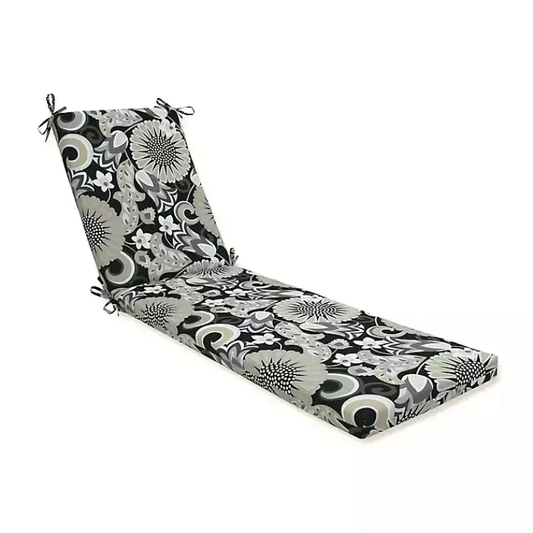 Kirklands Home Graphite Floral Outdoor Chaise Cushion Outlet