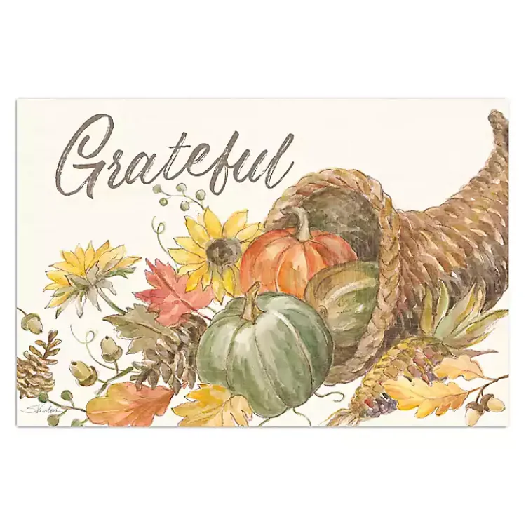 Fall>Kirklands Home Grateful Cornucopia Harvest Canvas Wall Plaque