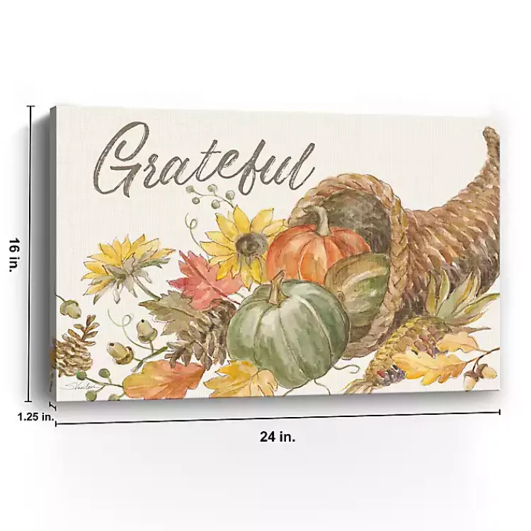Fall>Kirklands Home Grateful Cornucopia Harvest Canvas Wall Plaque