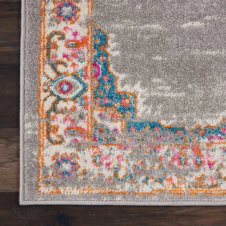 Kirklands Home Gray & Pink Central Motif Botanical Runner Outlet