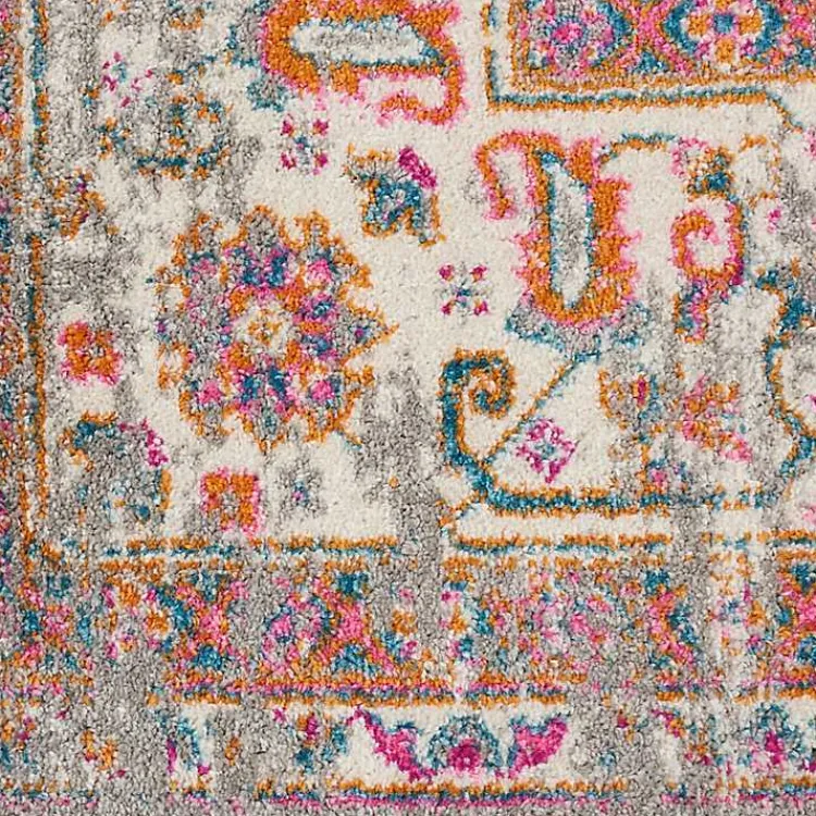 Kirklands Home Gray & Pink Central Motif Botanical Runner Outlet
