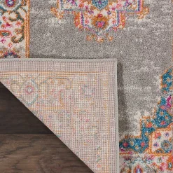 Kirklands Home Gray & Pink Central Motif Botanical Area Rug, 8x10 New