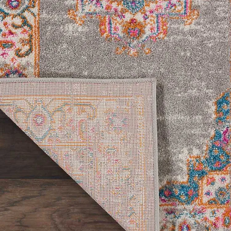 Kirklands Home Gray & Pink Central Motif Botanical Area Rug, 8x10 New