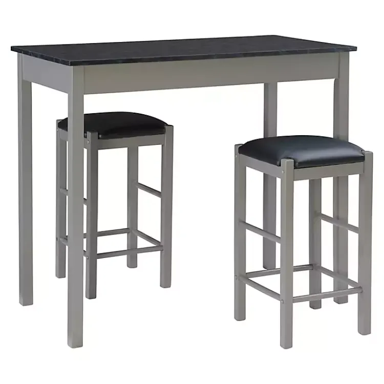 Kirklands Home Gray and Black 3-pc. Stool and Table Set Clearance