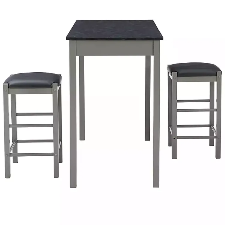 Kirklands Home Gray and Black 3-pc. Stool and Table Set Clearance