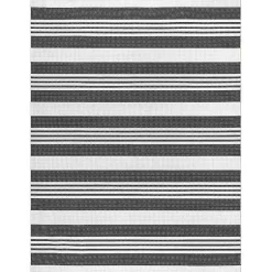 Kirklands Home Gray and Black Striped Washable Area Rug, 5x8 New