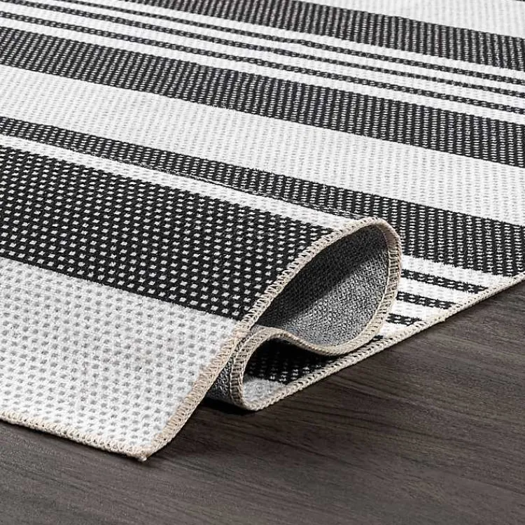Kirklands Home Gray and Black Striped Washable Area Rug, 5x8 New